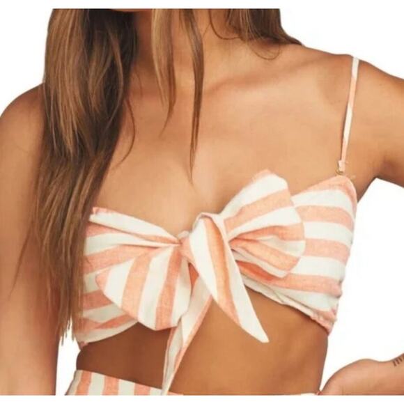 SHOW ME YOUR MUMU Kenny Scarf Top & Hadley Short Set Dreamsicle Stripes Size S - Picture 5 of 16